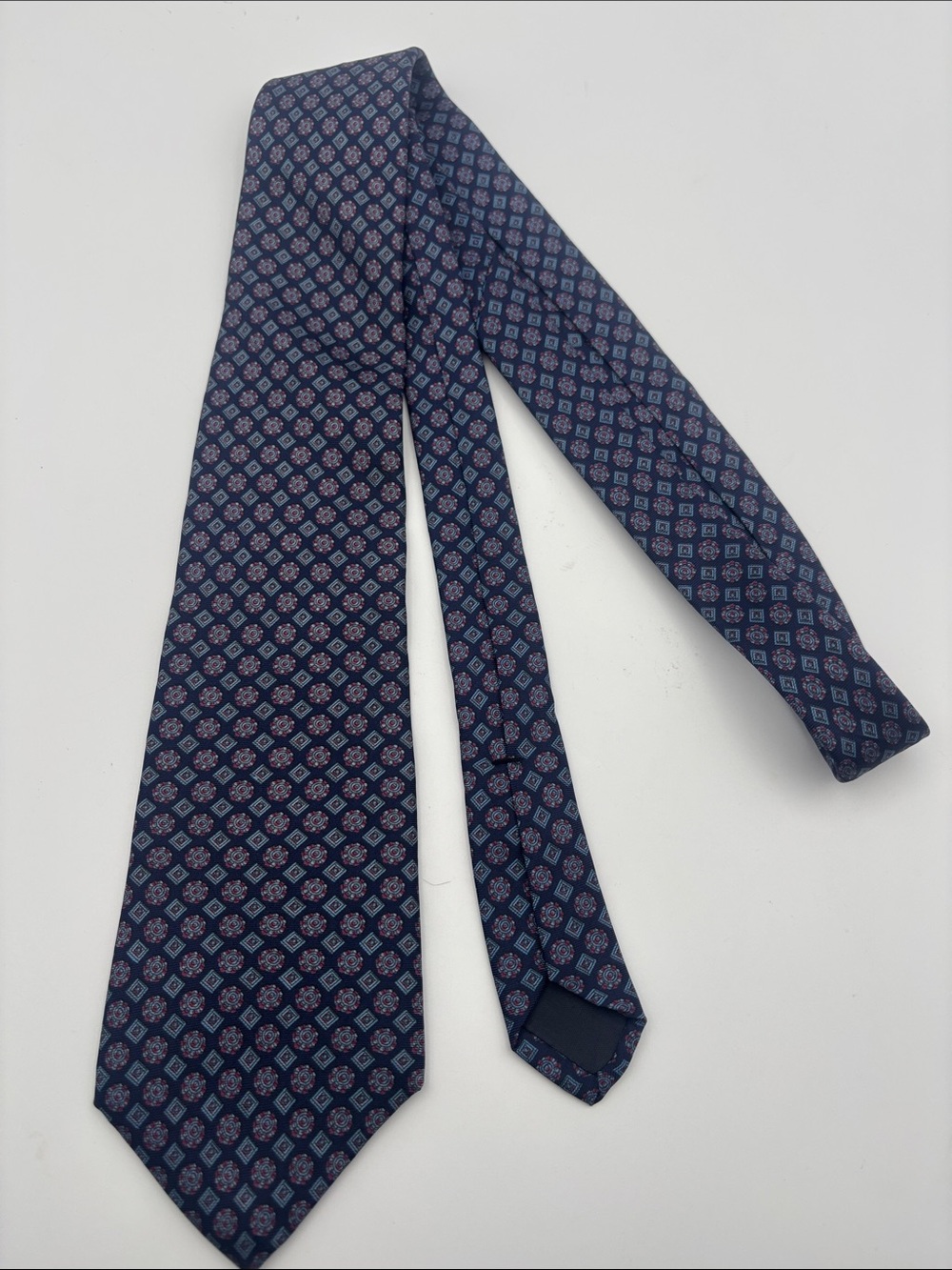 John Henry 100% Silk Classic Navy Geometric Men's Tie